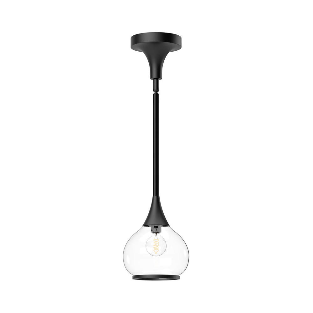 Hazel 6-in Clear Glass/Matte Black 1 Light Pendant