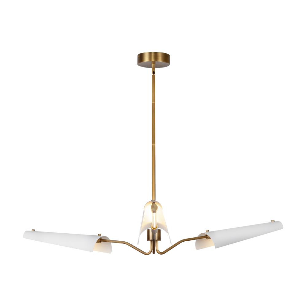 Osorio 46-in Matte White/Vintage Brass LED Chandeliers