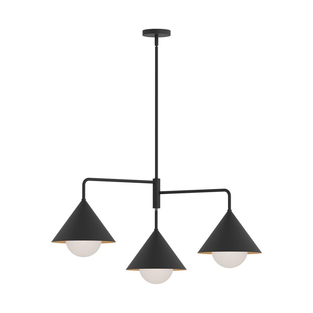 Remy 38-in Matte Black/Opal Glass 3 Lights Chandeliers