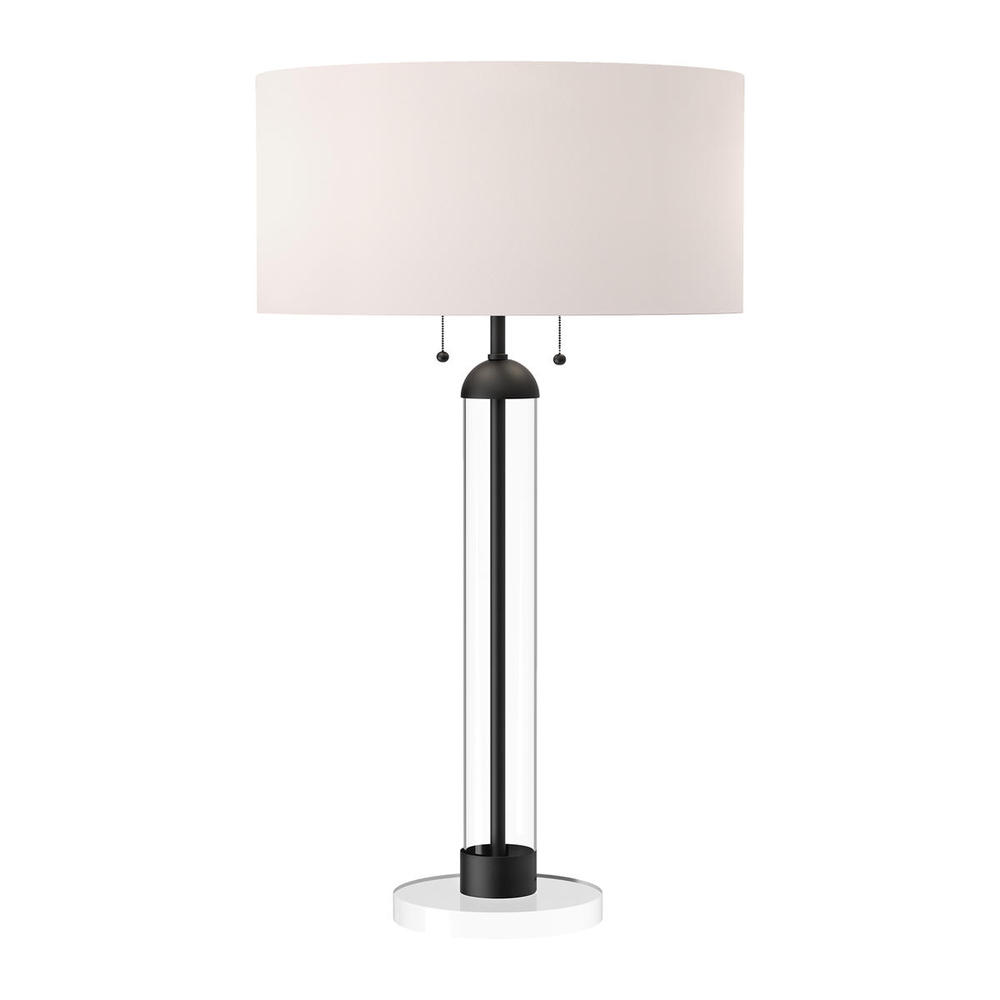 Sasha 18-in Matte Black/White Linen 2 Lights Table Lamp