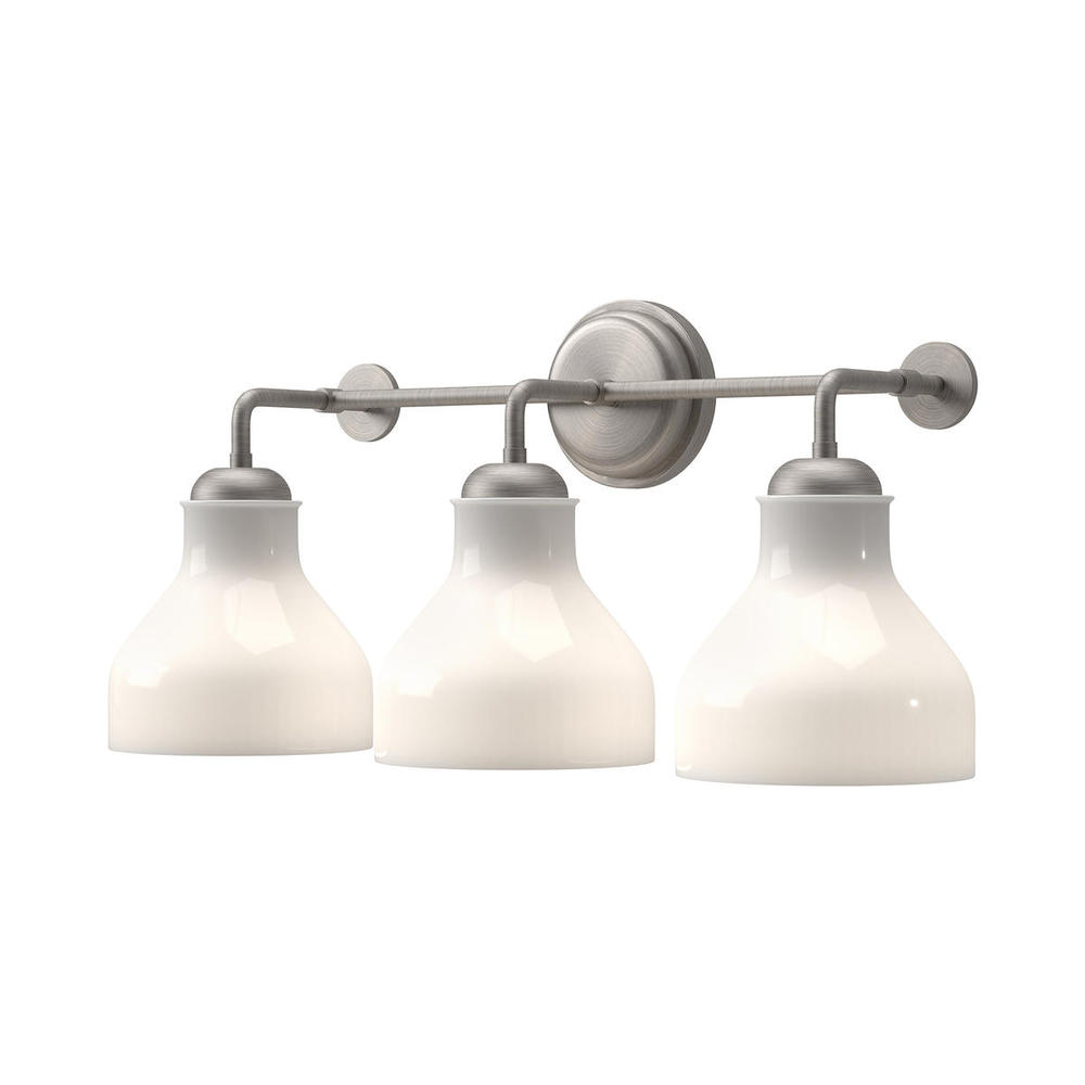 Westlake 22-in Brushed Nickel/Glossy Opal Glass 3 Lights Vanity