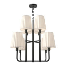 Alora Lighting CH628830MBOP - Plisse 30-in Matte Black/Opal Matte Glass 8 Lights Chandeliers