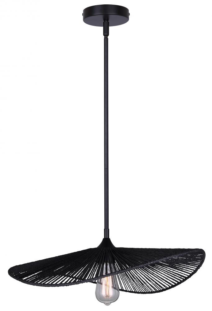 GEORGIA, IPL2208B01BK, 1 Lt Rod Pendant, Black String, 60W Type A, 20inch W x 9.375 - 57.375inch H