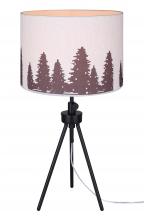 Canarm ITL2145B26BK - Holt 1 Light Table Lamp with Matte Black Finish and Natural Cream with Black Forest Pattern Shade