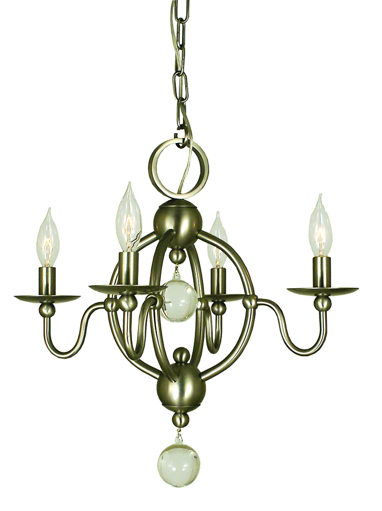 4-Light Antique Brass Quatrefoil Mini Chandelier