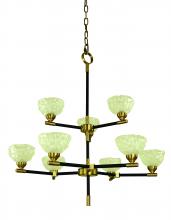 Framburg 5699 AB/MBLACK - 9-Light Antique Brass with Matte Black accents Dining Chandelier