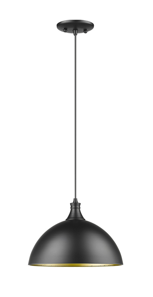 Vivio Mia 1-Light 12" Metal Shade Corded Pendant - Matte Black/Matte Gold