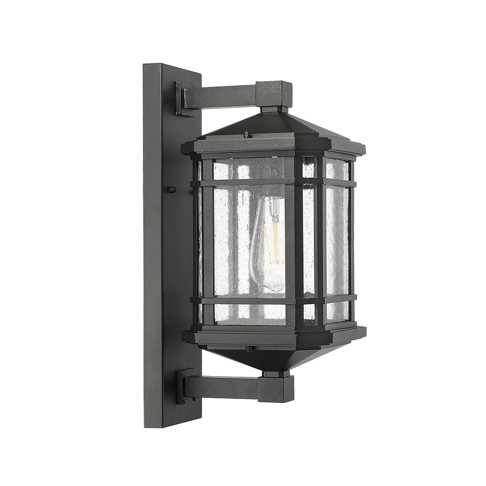 Berlin Medium Coach Light - Matte Black - Clear Seeded Glass