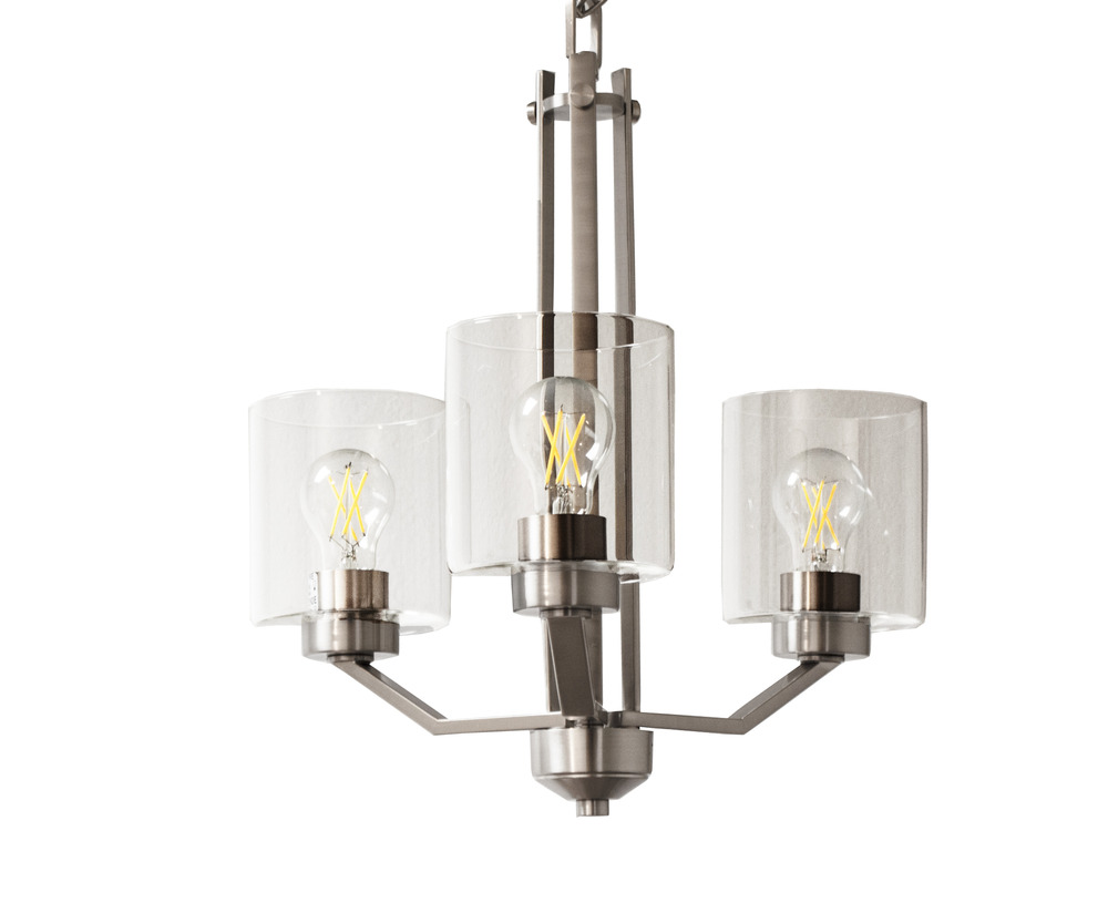 Paris 3-Light Chandelier - NK Clear Cylinder Glass