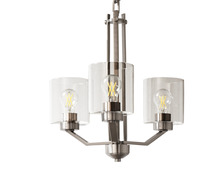 HOMEnhancements 19365 - Paris 3-Light Chandelier - NK Clear Cylinder Glass