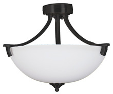 HOMEnhancements 19497 - Victoria 3-Light Semi Flush Entry - MB White Glass