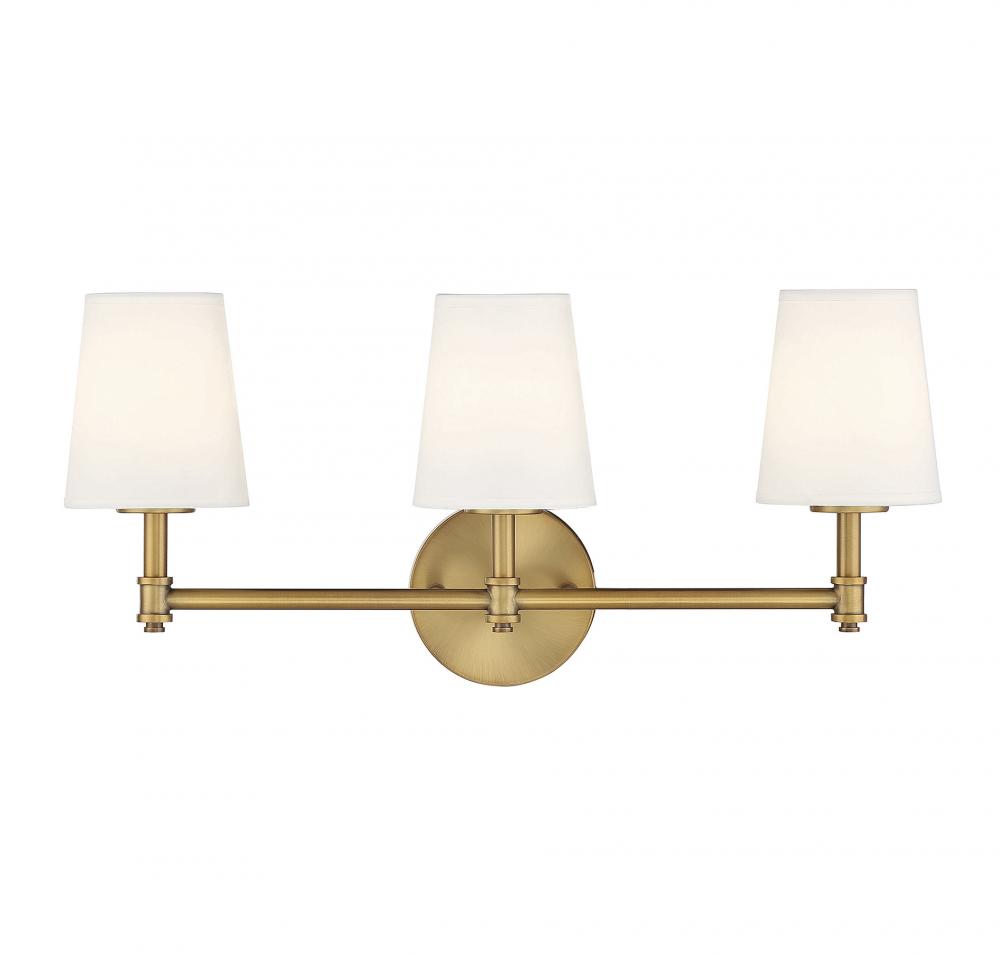 3-Light Bathroom Vanity Light in Natural Brass