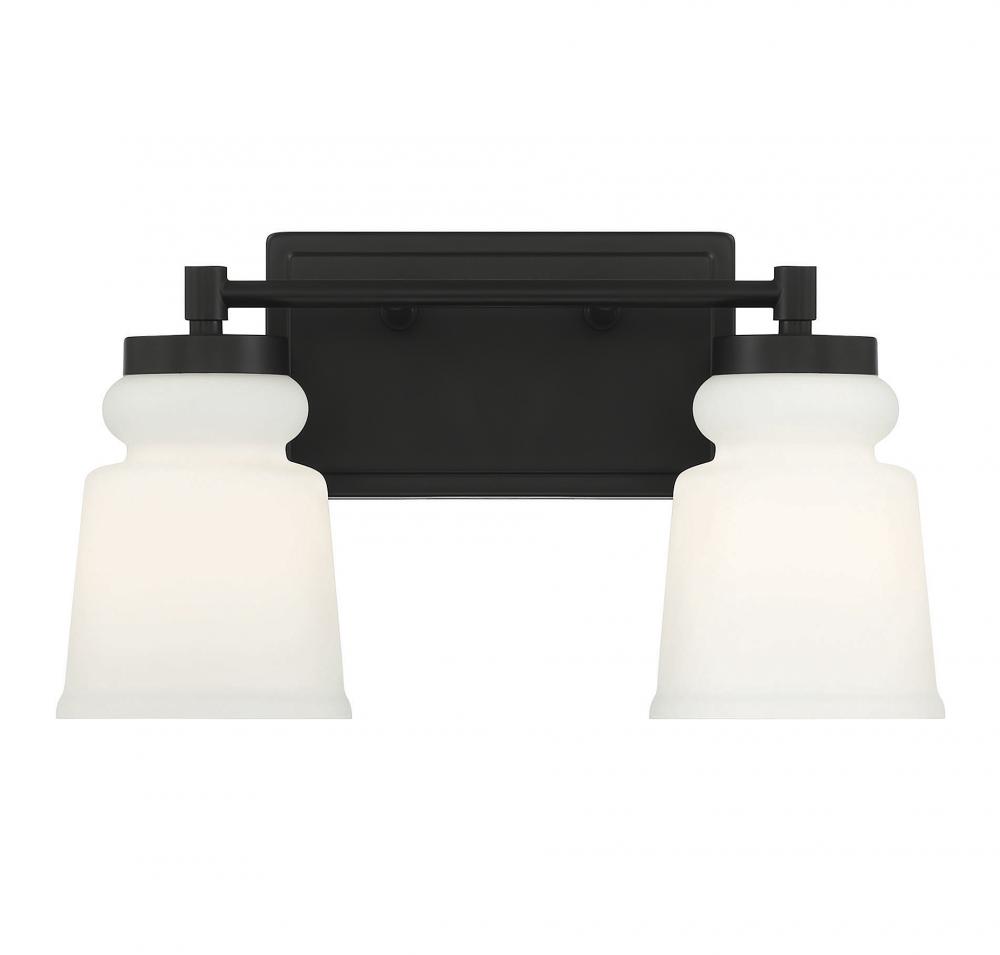 2-Light Bathroom Vanity Light in Matte Black